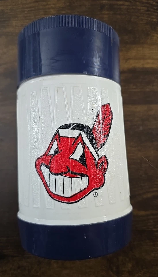 VTG CHIEF WAHOO MLB Promo Whoppers Candy Lunch Beverage Thermos Cooler Cup - Image 2 of 4