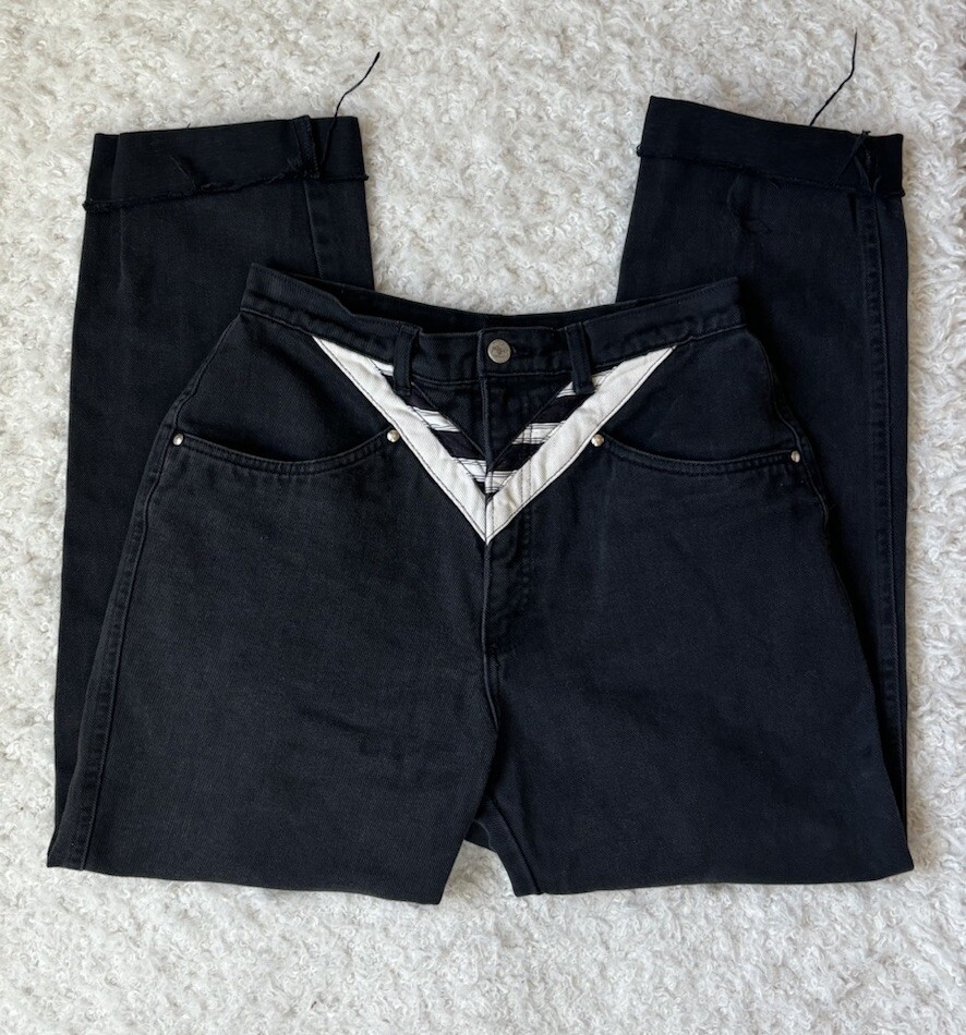 Pantalones de mezclilla vintage negros Roper talla 11/12 vaquera desnuda de gran altura occidental