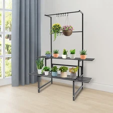2 Shelves Plant Stand Carbon Steel Plant Holder Flower Pot Potted Holder Rack