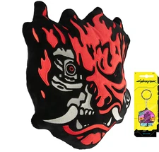 CyberPunk 2077 SAMURAI Demon 16" Pillow AND Visit Night City keychain Plush Jinx