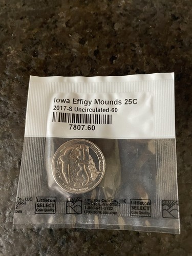 2017-S Iowa Effigy Mounds Quarter Uncirculated-60 Littleton Coin Company - Bild 1 von 2