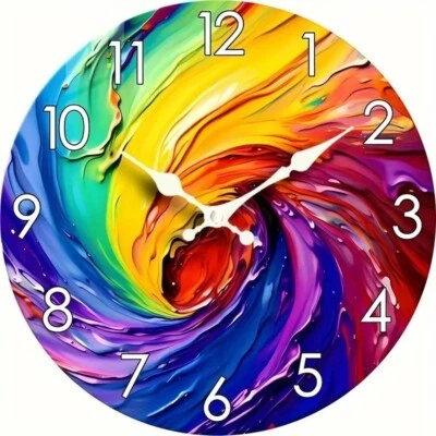 Modern Abstract Clock Swirl - 30cm - Vibrant Kitchen Wall, Living Room Wall - Image 1 of 4