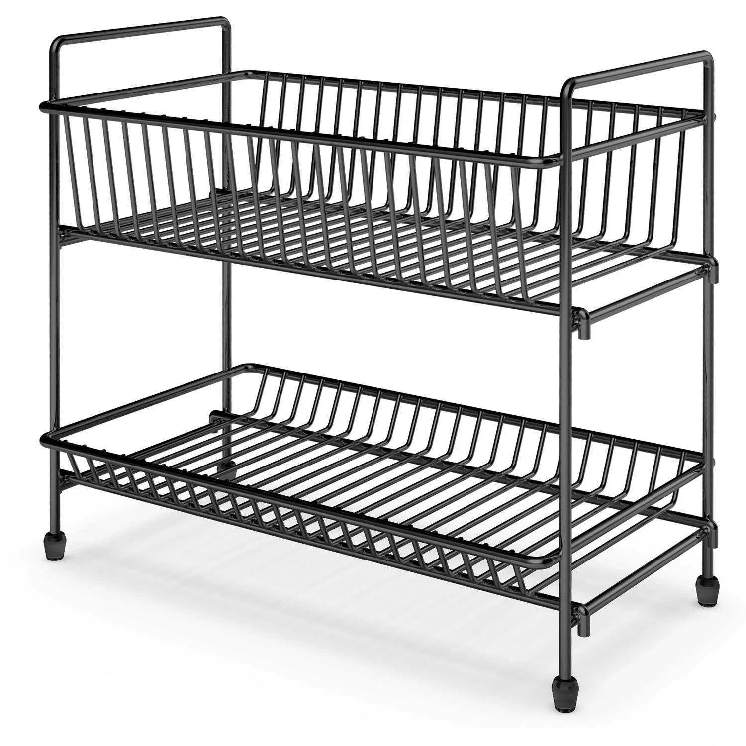 2 Tier Free Standing Spice Jar Rack Cupboard Kitchen Counter Top Organiser Black