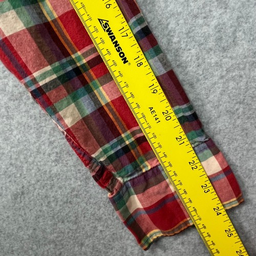 J Crew Men's Shirt M Red Summer Madras Plaid Stretch Button Down Casual - Picture 7 of 8