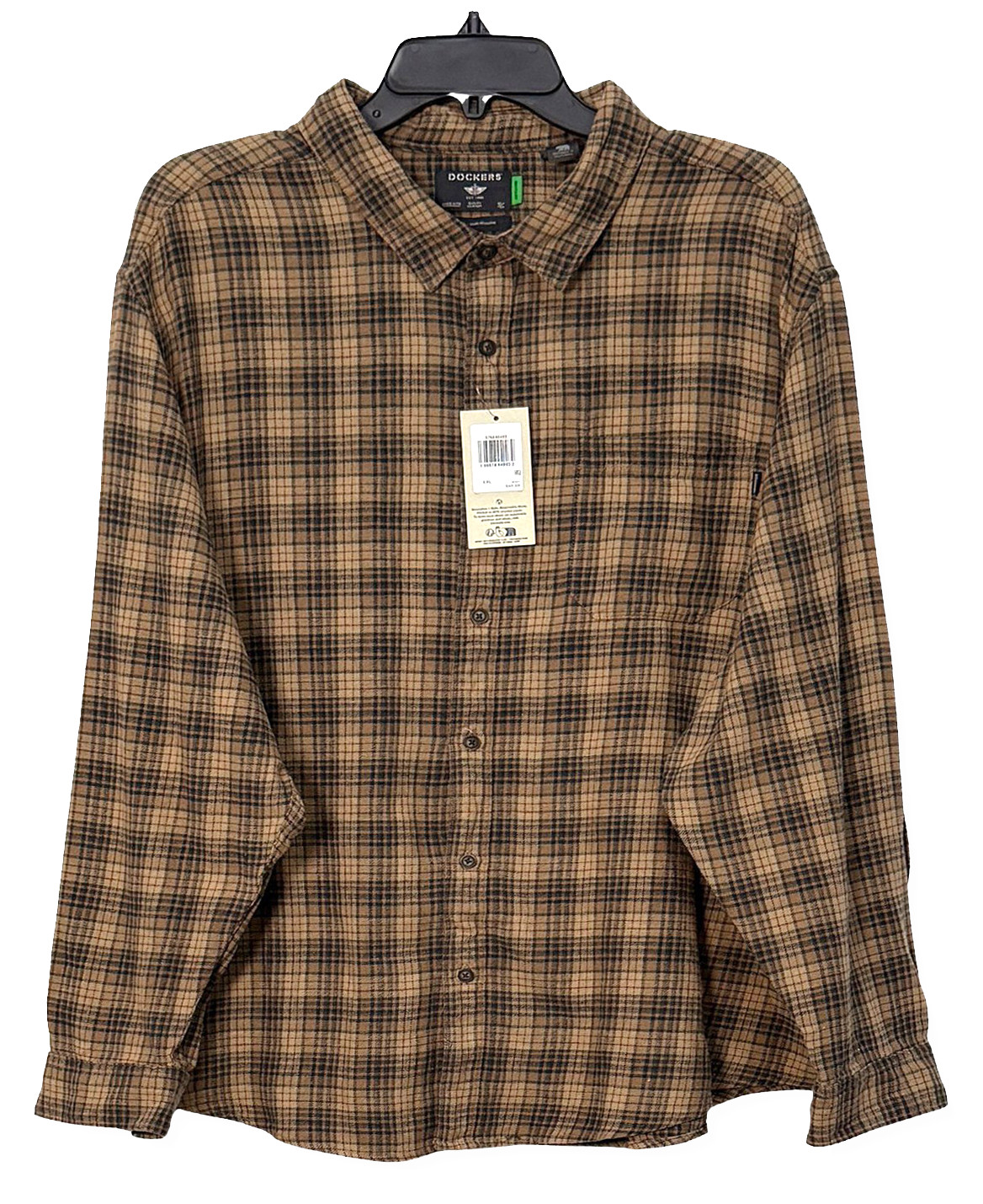 Фланелевая рубашка в клетку Dockers - NWT мужская 2XL коричневого / черного / ржавого цвета - #45561-G6