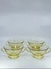 4 Vintage Fostoria Fairfax Amber Footed Cream Soup Bowl Two-Handled Topaz 1930s