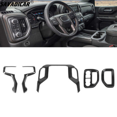 Carbon Steering Wheel Radio Fans Air Vent Cover Trim Kit For Chevy Silverado 19+
