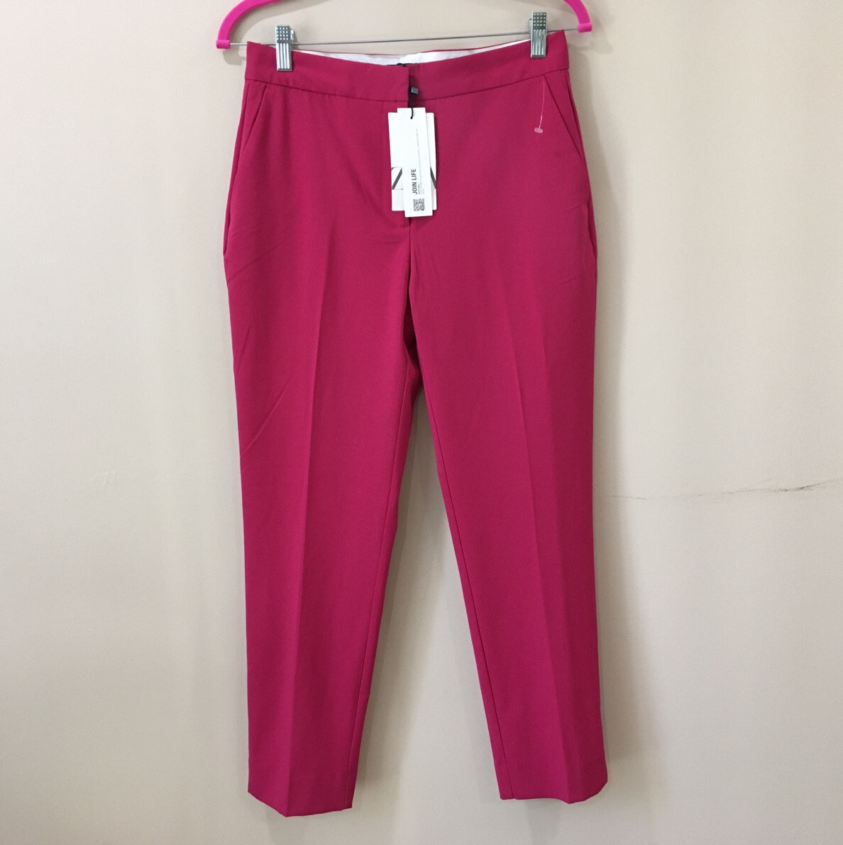 pink dress pants zara BELTED ANKLE PANTS - Pink