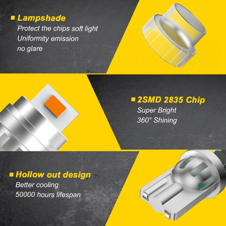 2X Ámbar T10 168 194 LED Delantero Lateral Marcador Bombillas Amarillo Para Chevy Ford Foto 3 de 4