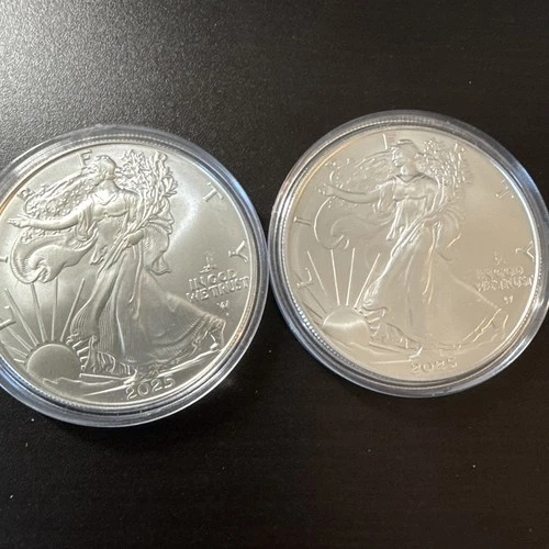Two Beautiful 2025-(W) 1 oz American Silver Eagle Coin BU (Eagle Privy)