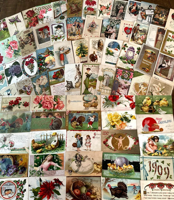 Huge Lot of 400 +++ Holidays Greetings Postcards DAMAGED- SCRAPBOOK CRAFTS!!!!!