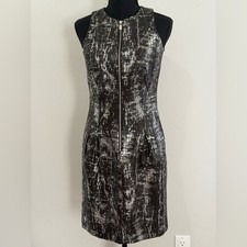 Michael Michael Kors 2 Front Zip Black/Gray Metallic Animal Print Mini 207