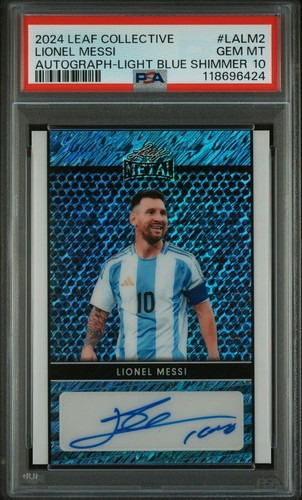 2024 Leaf Collective Lionel Messi Light Blue Shimmer Auto /9 PSA 10