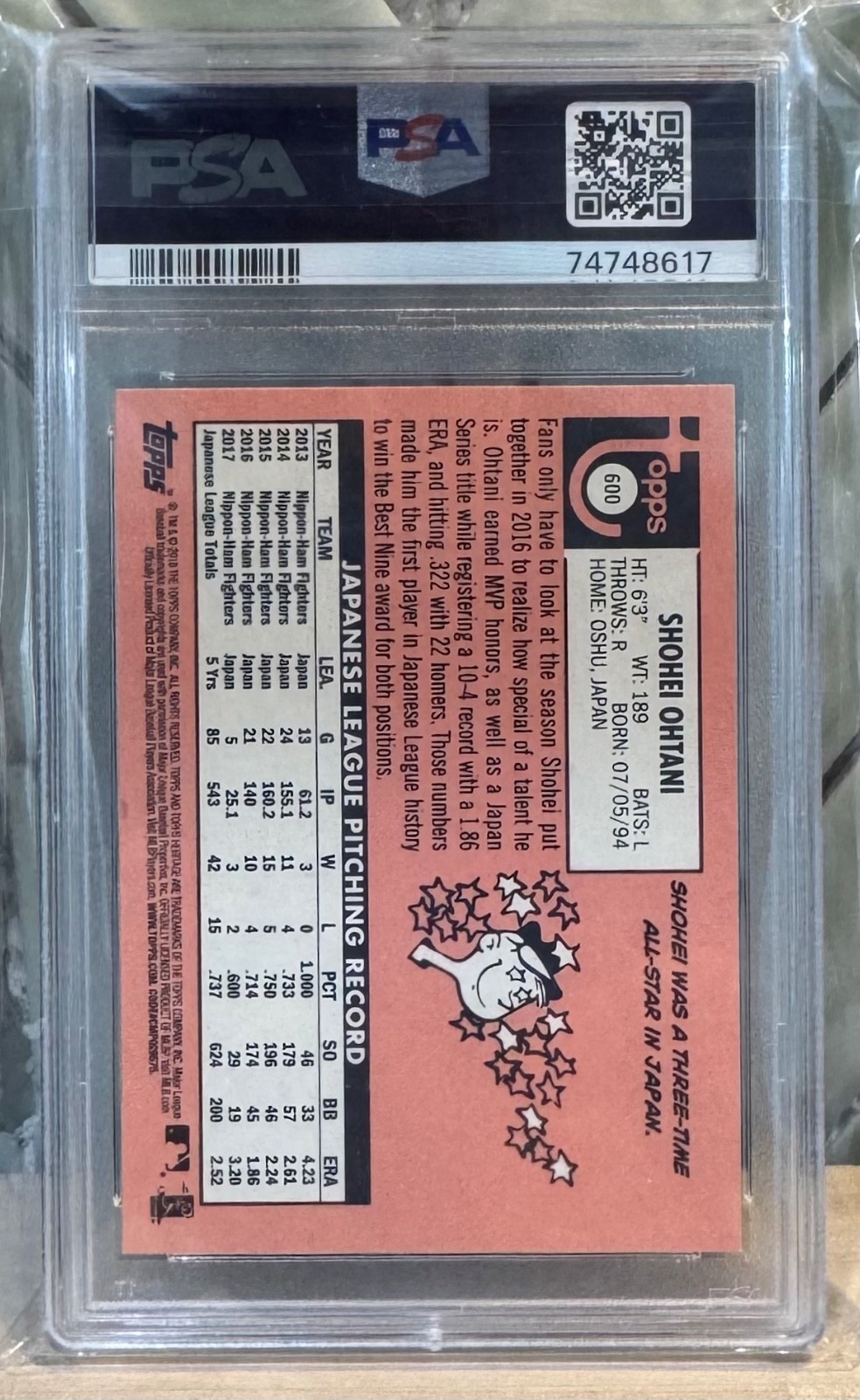 2018 Topps Heritage Shohei Ohtani RC PSA 10 Auto 9, POP 1 view 2