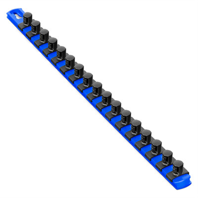  Ernst Mfg. 18'' Socket Organizer and 17 Twist Lock Clips - Blue - 1/2'' 8405
