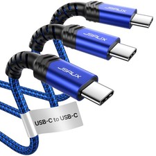 JSAUX 3-Pack USB C to C Cable 100W 6.6FT 6.6FT 6.6FT, Blue