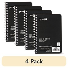  4 pack Pen Gear 4x6 Memo Book   80 Sheets, Narrow Ruled Spiral Bound Black