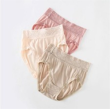 2x Mulberry Silk Underwear For Women Briefs Thin Silk Lady Panties High Waist
