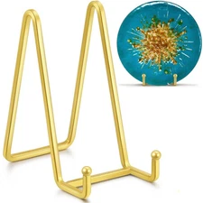 6 Inch Metal Square Wire Plate Stands for Display - Gold 2 Pack Holder Stand ...