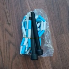 Blue White Plastic Beaded Adjustable Jump Rope Gym Training