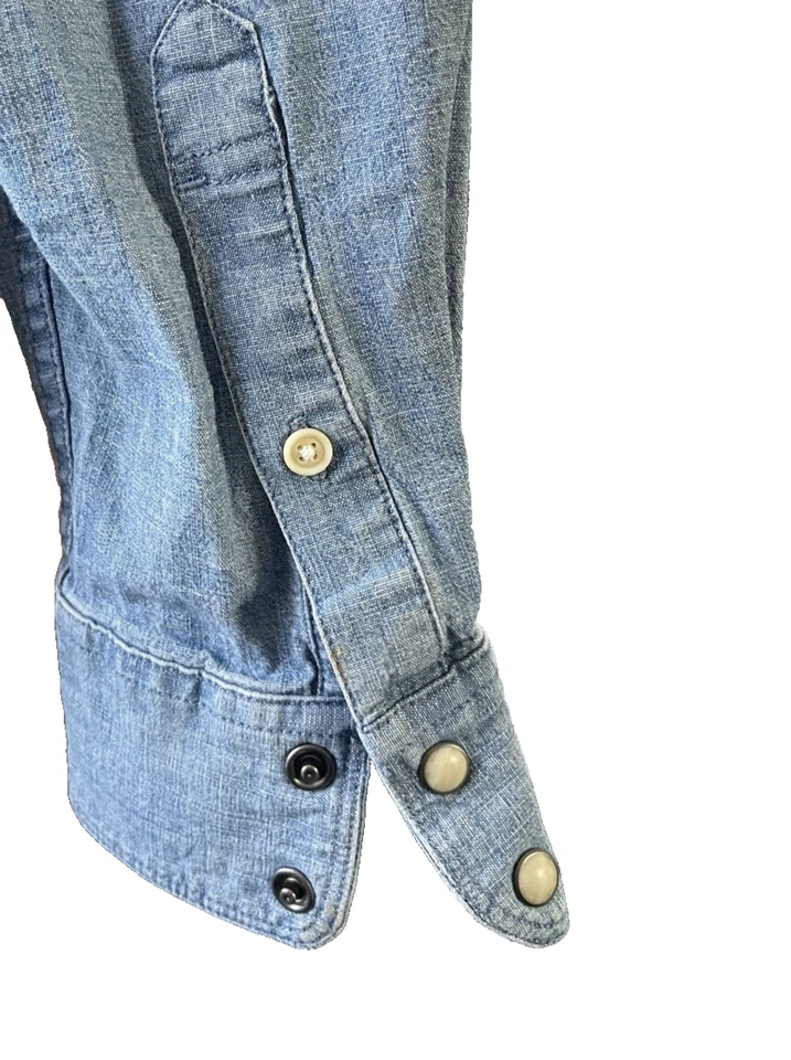 Camisa Western Vintage Lucky Brand Para Hombre XL Denim Calce Clásico Perla A Presión Y2K Foto 4 de 4