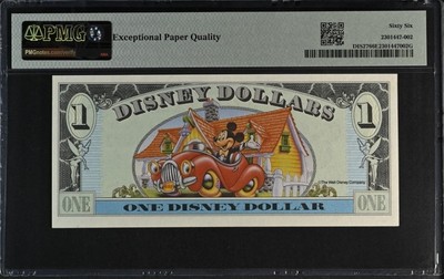 1993 A $1 Disney Dollar Bowtie Mickey PMG 66EPQ DIS27 POPULAR NOTE