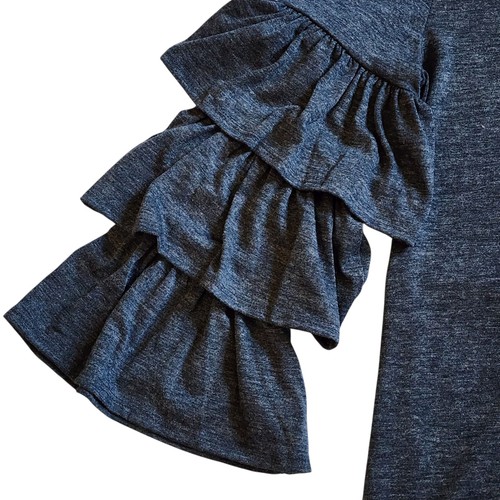 Banana Republic Damen Stufen Rüschenärmel Oberteil Größe S Grau Rundhals Pullover - Bild 7 von 15