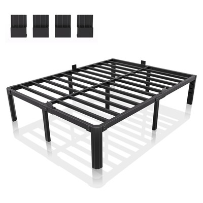 14 Inch Metal Bed Frame Queen Size, Heavy Duty Balck Platform Queen Size Bed ...