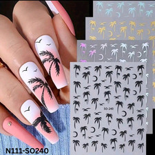 Palm Tree Nail Stickers 3D &ndash; Tropical Beach Nail Art Decals for DIY Manicure & S