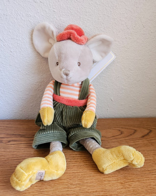 Bukowski Henry Mouse Sweden  14'' Plush Toy Bear NWT Green Patchwork Overalls