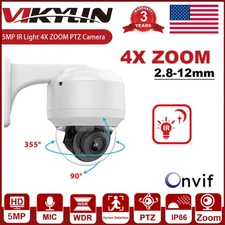 Vikylin 5MP CCTV POE IP PTZ Camera 4X Optical Zoom Outdoor Speed Dome IR 30M