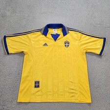 Vintage Adidas Sweden National Team Jersey Mens Large Yellow Soccer Football 90s