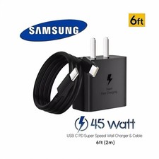 Original Samsung Galaxy 45W USB-C Super Fast Charging Wall Charger  6ft Cable
