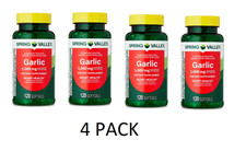 4 PACK Spring Valley Odor-Controlled Garlic Softgels 1000mg 120 Count