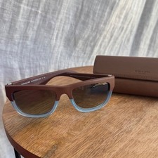 Coach Sunglasses 75th Anniversary Brown Leather Cornflower Blue With Case L159