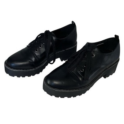 Dirty Laundry Women's Black Chunky Heeled Platform Oxford Shoes Sz 7 Lace Up