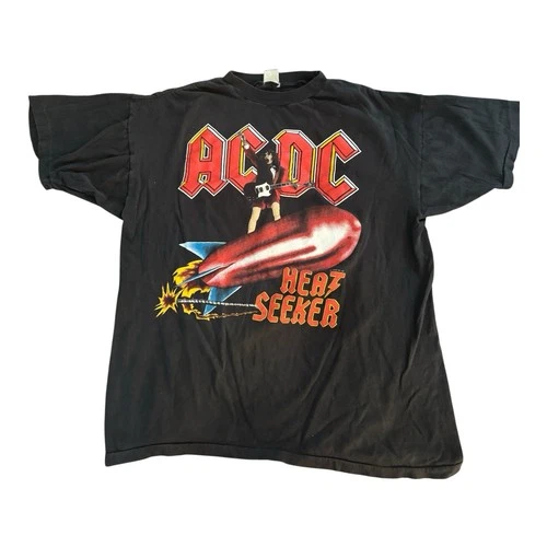 AC/DC Heat Seeker European Concert Tour T-Shirt 1980s vintage concert t-shirt, vintage, single stitch, B+ condition