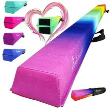 PreGymnastic 6FT/8FT/9.5FT Folding Balance Beam for Kids Ages 3 6 FT Rainbow