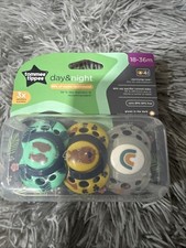 3pk Tommee Tippee Day/Night Pacifiers 18-36m. Glow in the Dark w/case, bpa free