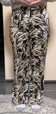 Unbranded Womens Pants Size L Brown Zebra Striped High Rise Wide Leg Trouser