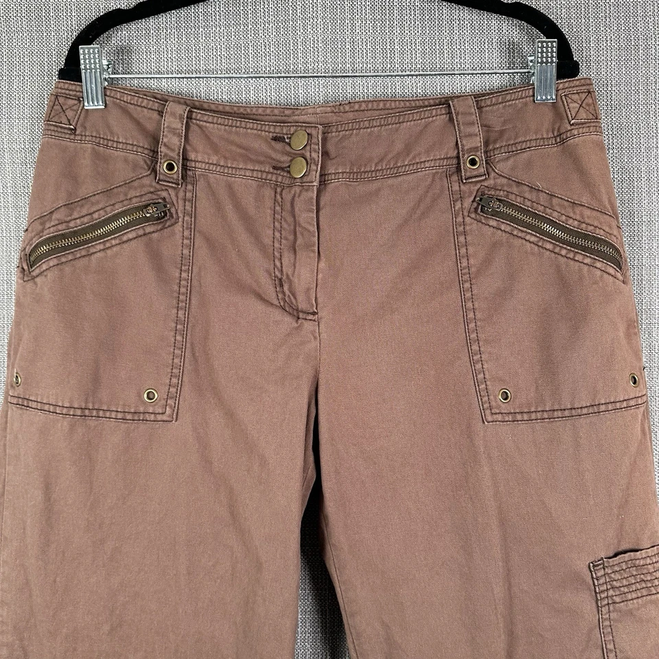 Cabi Cargo Utility Chino Pants Size 14 35xz30 Brown Wide Leg Weekend #399 Rivet - Image 2 of 4