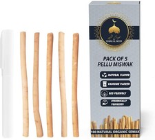 Pack of 5 Miswak Sticks for Teeth with 1 Holder - Vacuum Sealed Natural Flavored