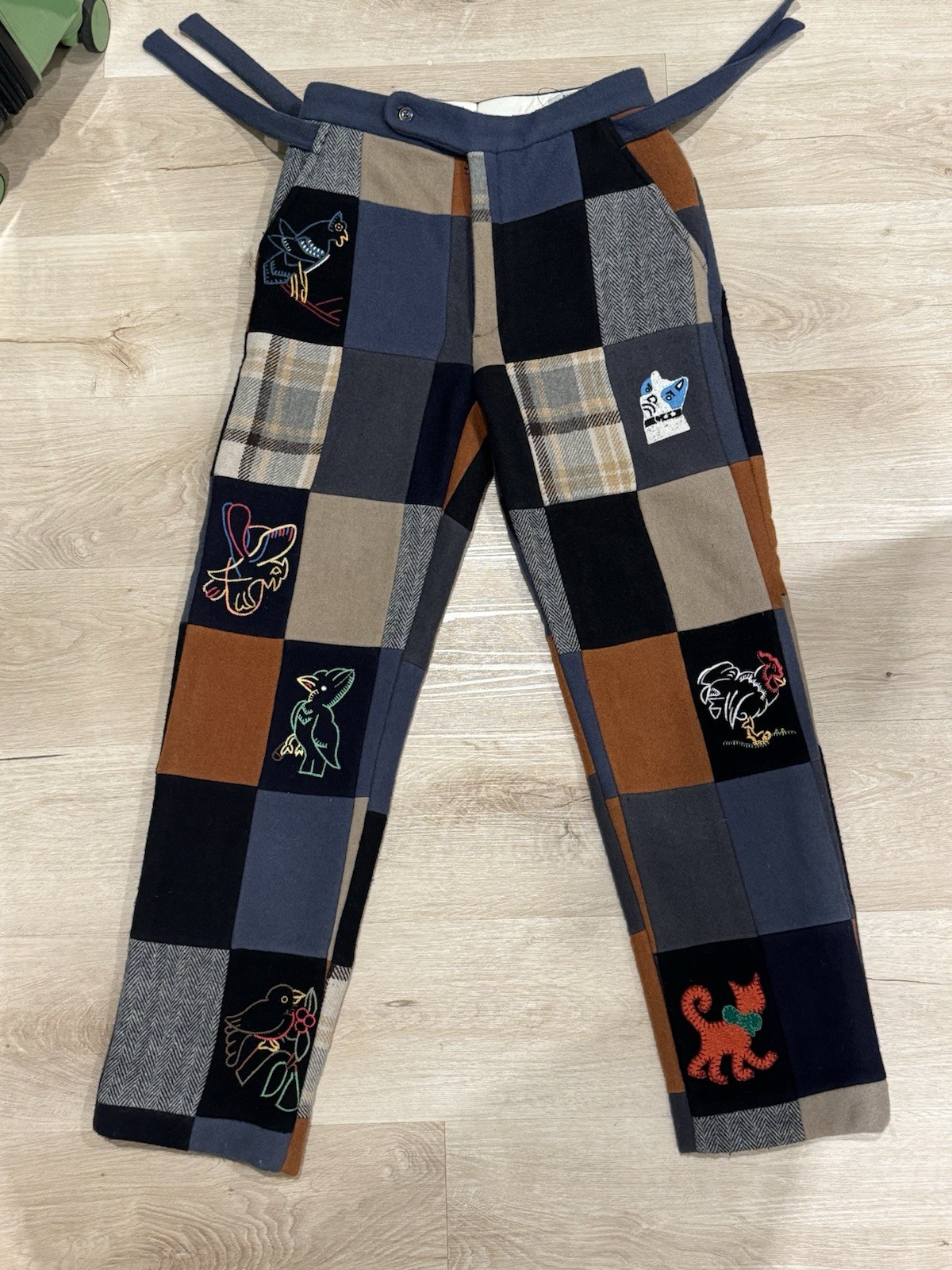 Bode Patchwork Wool Pants Animal Stitching. Fits … - image 1