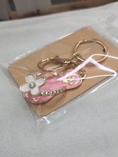 Ladies Pink White Flower Sandal Flip Flop Keychain Bag Charm Purse Charm New