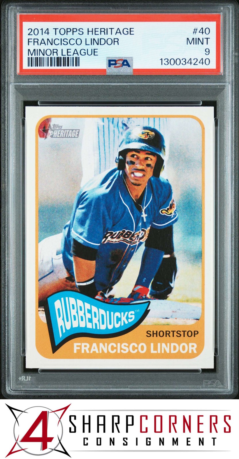2014 TOPPS HERITAGE MINOR LEAGUE #40 FRANCISCO LINDOR RC PSA 9