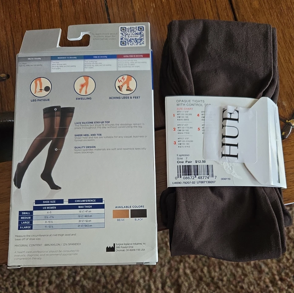 Medias Truform Top de encaje hasta el muslo tono negro y marrón  Foto 2 de 4