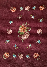 Vintage Needlepoint Pillow Seat Cover Roses Floral Wool Multicolor 19" x 16"