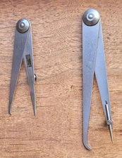 (2) Vintage L. S. Starrett Firm-Joint Hermaphrodite Adjustable Point Calipers 