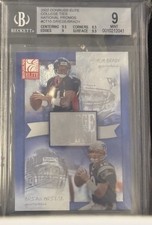 2002 Donruss Elite National Promos Tom Brady College Ties 3/5 BGS 9 Mint Pop 1