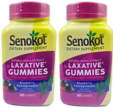 Lot Of 2 - Senokot Laxative Gummies 60 Count Blueberry Pomegranate Supplement